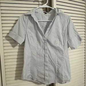 Ann Taylor Blue and White Striped Blouse